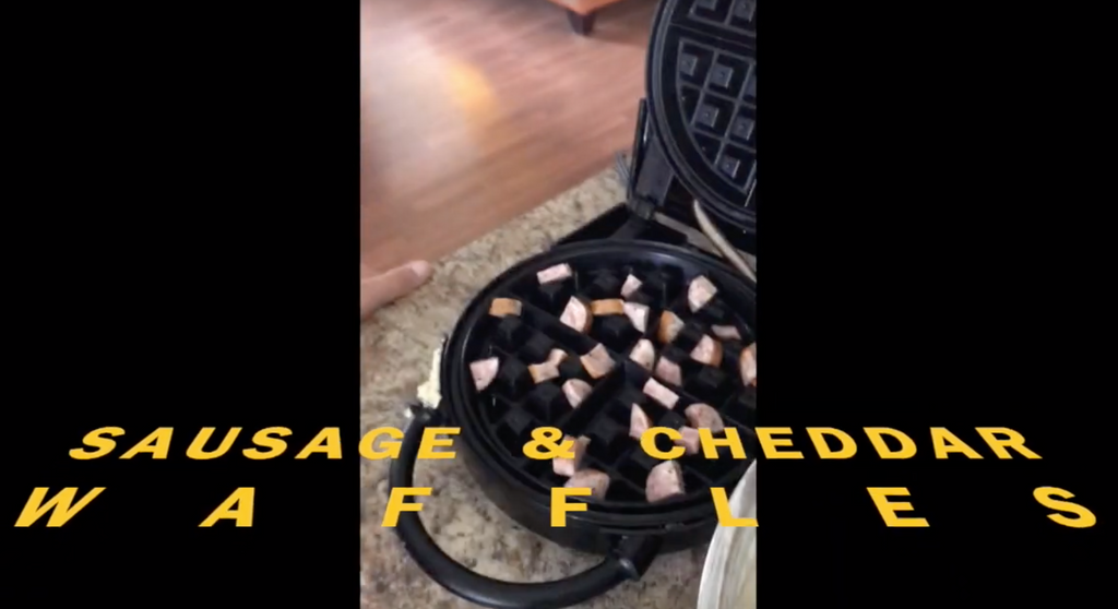 sausage and cheddar waffles